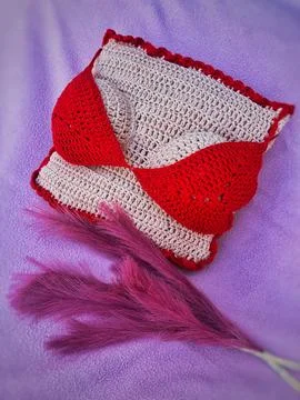 Pillow with red colour Stock Photos