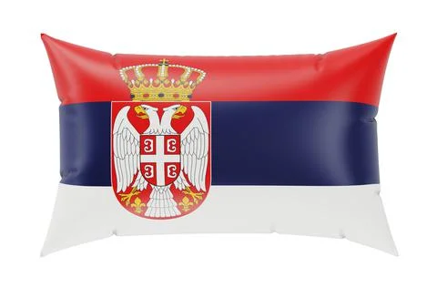 Pillow with Serbian flag. 3D rendering Stock Illustration