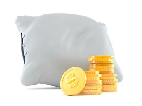 Pillow with stack of coins 스톡 일러스트