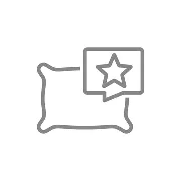 Pillow with star in speech bubble line icon. Comfortable pillow for sleep symbol Stock Illustration