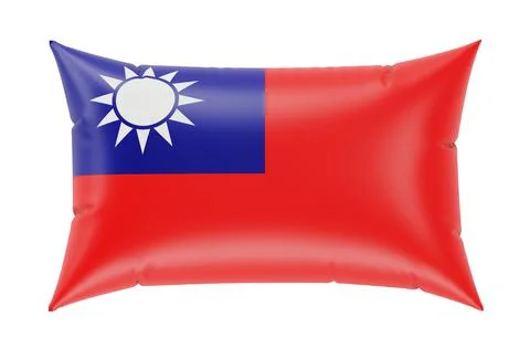Pillow with Taiwanese flag. 3D rendering Stock Illustration