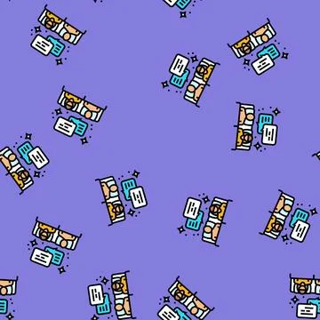 Pillow talk sleep night vector seamless pattern Illustrazione stock