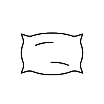 Pillow vector thin line icon in black. EPS 10... Isolated simple logo on whit Illustrazione stock