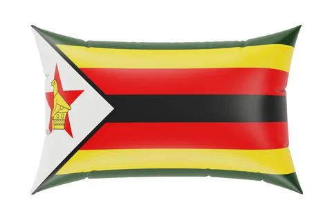 Pillow with Zimbabwean flag. 3D rendering Stock Illustration
