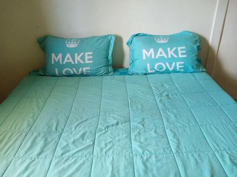 Pillows and bed. Foto stock