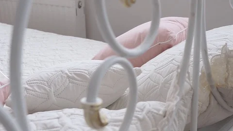 Pillows on the Bed in the Bedroom Stock Footage 72388074
