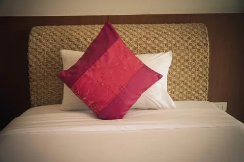 Pillows on bed Stock Photos