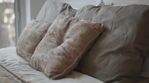 Pillows on a Bed Stock Photos