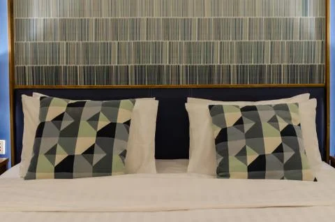 The pillows in bedroom Stock Photos