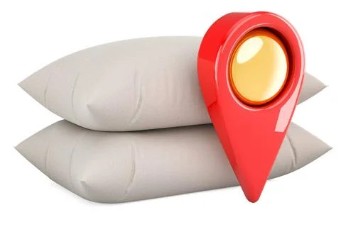 Pillows with map pointer, 3D rendering Pillows with map pointer, 3D render... 库存照片