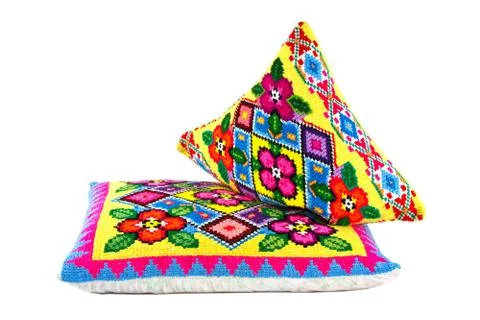 Pillows with a pattern Stock Photos