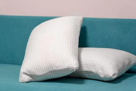 Pillows for sleeping on the sofa, Two pillows for sleeping. Stock Photos