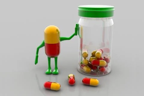 Pills and bottle. Illustrazione stock