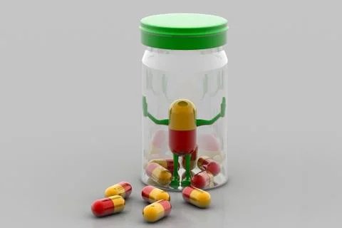 Pills and bottle. Stock Illustration