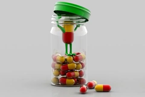 Pills and bottle. Stock Illustration