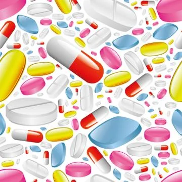 Pills and capsules seamless pattern. Stock Illustration