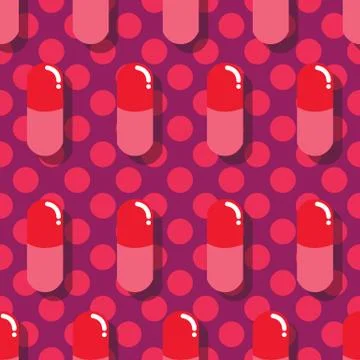 Pills and capsules seamless pattern, pop modern design, bold colors and geometry Stock Illustration