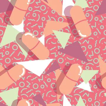 Pills and capsules seamless pattern, pop modern design, bold colors and geometry Stock Illustration
