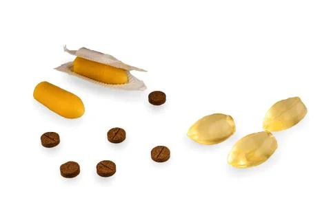 Pills and suppositories for constipation isolated on white background Stock Photos
