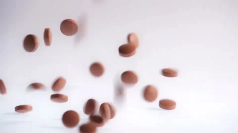 Pills and Tablets Falling In slow Motion Stock-Footage 60811975