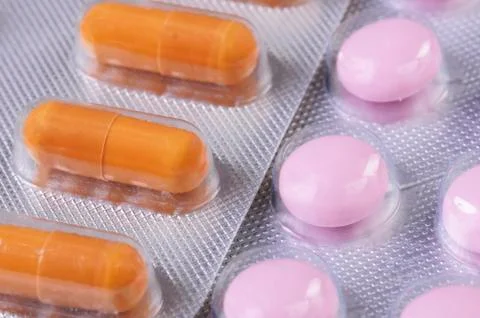 Pills and tablets in package Stock Photos