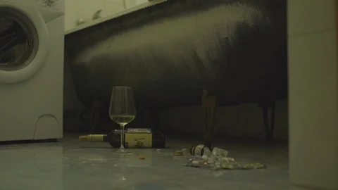 Pills and wine Stock Footage 124300511