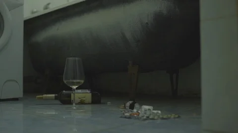 Pills and wine Stock Footage 124300943