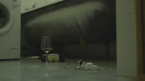 Pills and wine Stock Footage 124301054
