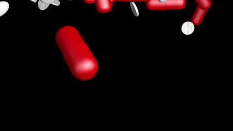 Pills are falling. Alpha channel Видео 132051187