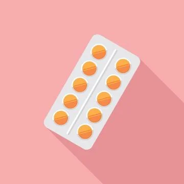 Pills in Blister Flat Icon Stock Illustration
