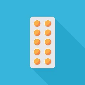 Pills in Blister Flat Icon Stock Illustration
