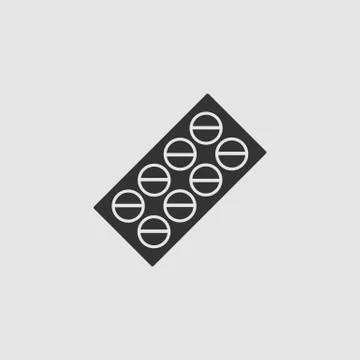 Pills blister pack icon flat Stock Illustration