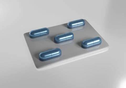 Pills blister pack isolated on light background Stock Illustration