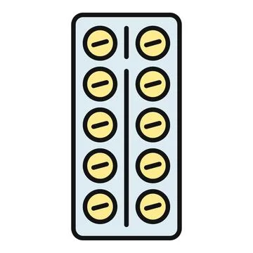 Pills blister pack with medication tablets icon Stock Illustration