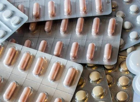Pills in blister Stock Photos
