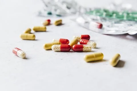 Pills with blisters Stock Photos