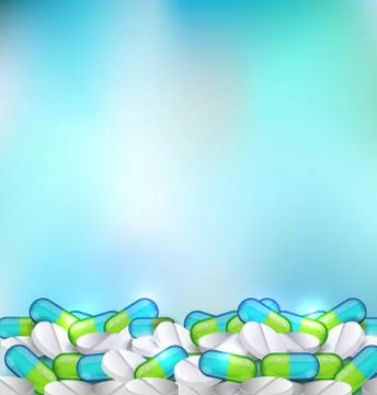 Pills blue abstract background Stock Illustration