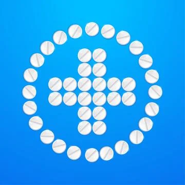 Pills on blue Stock Illustration