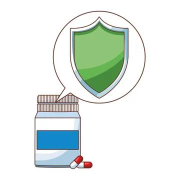 Pills botlle cartoon Stock Illustration