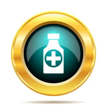 Pills bottle  icon. Internet button on white background.. Stock Illustration