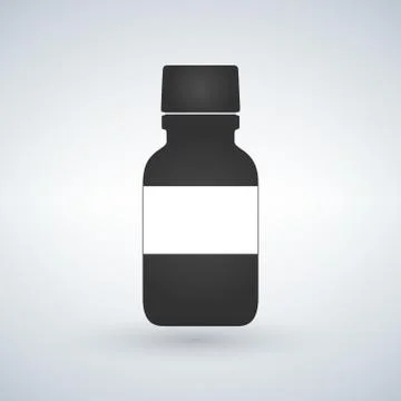 Pills bottle icon with space to write. Modern pill bottle for pills or capsules Stock Illustration