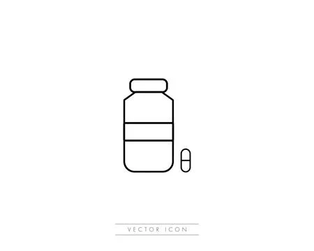 Pills Bottle Icon Vector Logo Template Stock Illustration