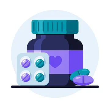 Pills in a bottle Illustrazione stock