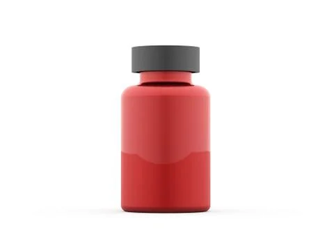 Pills bottle red rendered isolated on white Stock Illustration