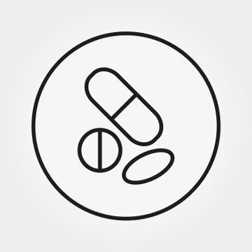 Pills bottle. Universal Icon. Vector. Editable Thin line. Stock Illustration