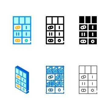 Pills box color icon vector forms sign イラスト素材