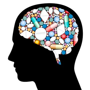 Pills Brain Head Stock Illustration