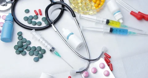 Pills, capsules on light background. Rotation Stock Footage 198797247