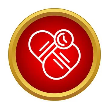 Pills with clock icon for medicine schedule Stock Illustration
