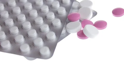 The Pills close-up on a white bright background. Tablets isolated. Stock Footage 171287017